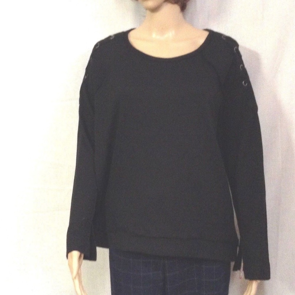 Women's Lace Up Cold Shoulder Long Sleeve Sweatshi